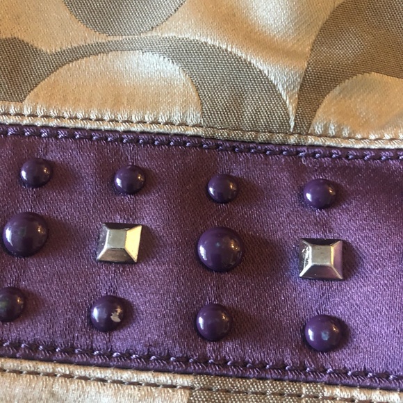 Beautiful tan & plum coach bag - Picture 2 of 5